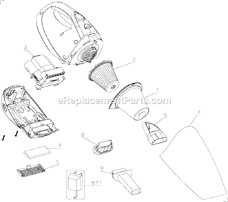 Page A Diagram and Parts List for CHV9600  Black and Decker Hand Vacuum